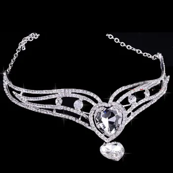 

HIMSTORY Heart Drop Shinny Rhinestone Crystal Bridal Frontlet Hair Accessories Wedding Jewelry Wedding Accessories