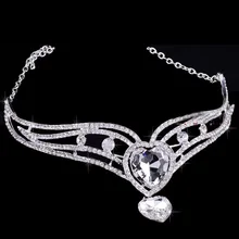 Hot Selling Free Shipping Heart Drop AAA Rhinestone Crystal Bridal Frontlet Hair Accessories Wedding Jewelry Wedding