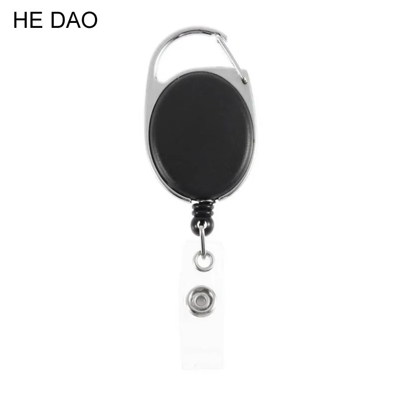 

1 PC Black Retractable Pull Key Ring Id Badge Lanyard Name Tag Card Holder Recoil Reel Belt Clip Metal Housing Plastic Covers