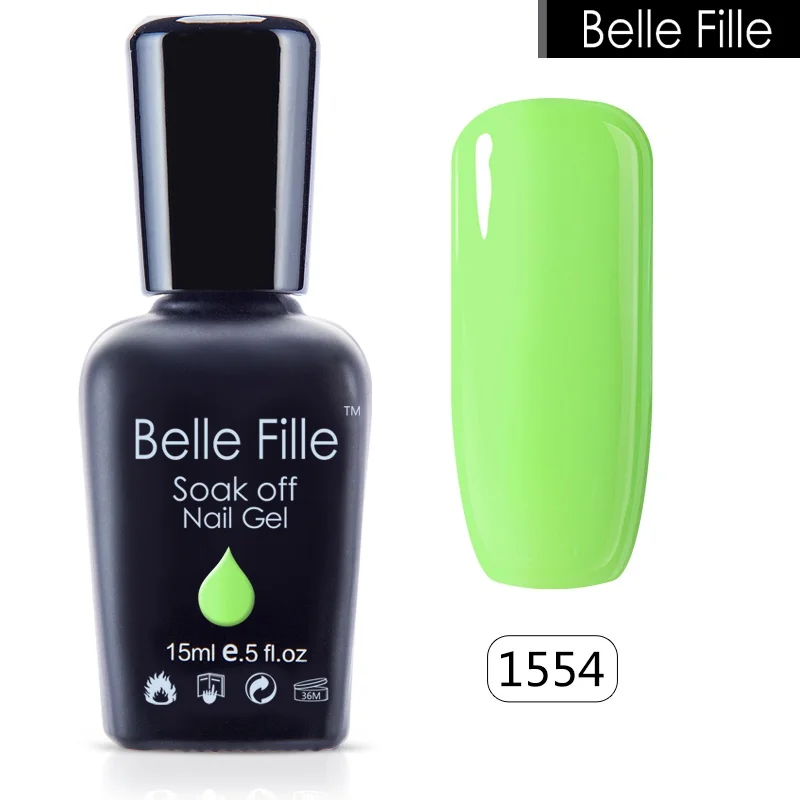 BELLE FILLE 15 мл УФ салон гель лак для ногтей глиттер нетоксичен маникюр постоянный