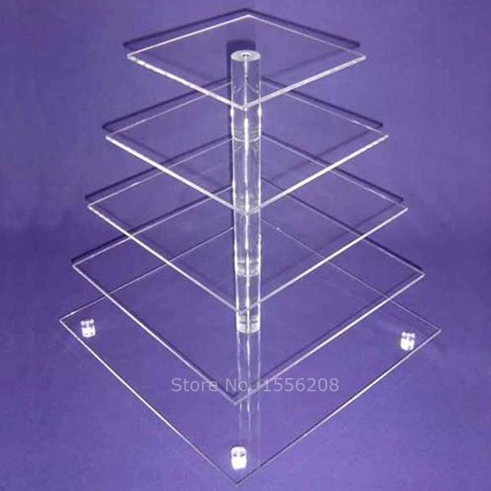 

5 Layers Square Acrylic Cupcake Display Rack Holder Cake Tower Dessert Display Cake Stand Birthday Party Wedding Decoration Tool