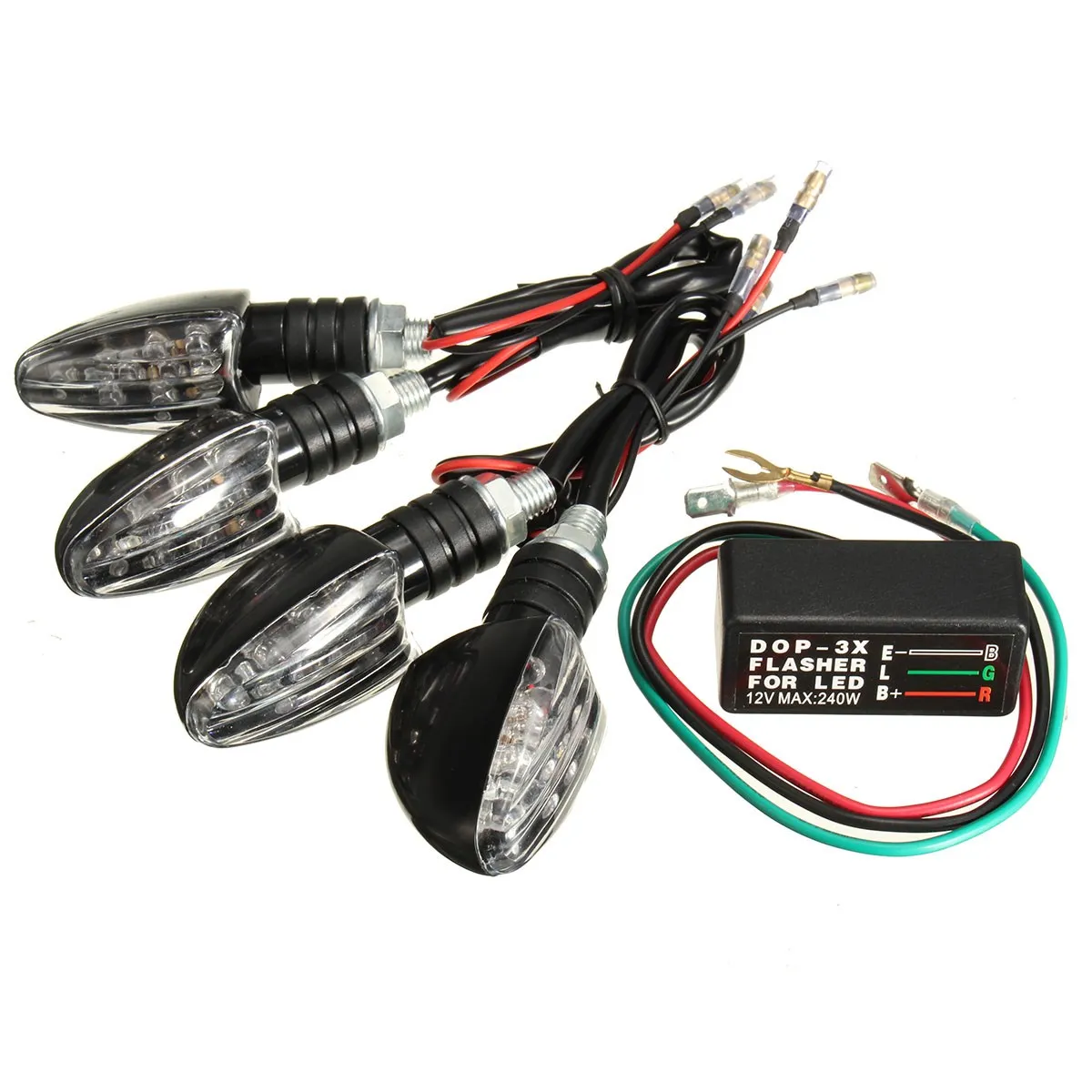 

4 PCS Motorcycle 12V 10 LED Bulb Turn Signal Indicators Lights with Flasher Relay