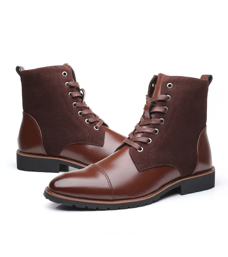 

Good quality Winter Casual shoes Men Fashion Leather Martin Lace Ankle Flat Army Botas SIZE 40-45 Warm Men Shoes KD552-561 C1