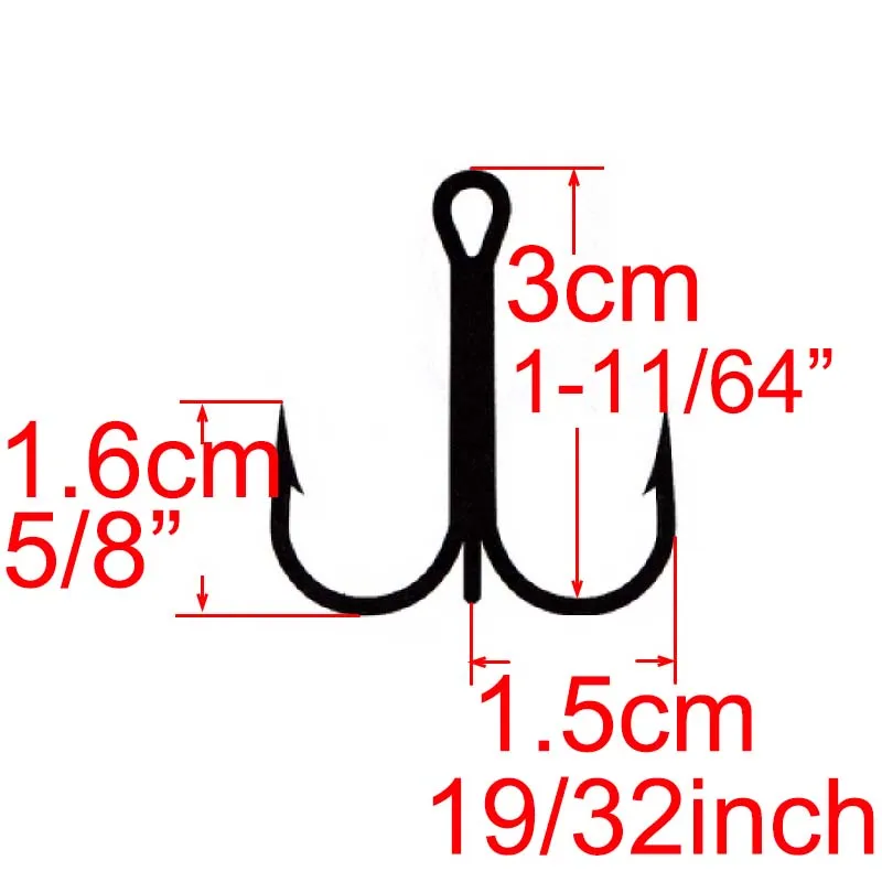 100 шт толстый Тройной Крючок, крепкий серебристый рыболовный крючок, Морской рыболовный крючок с колючей морем, тройной крючок - Цвет: Красный