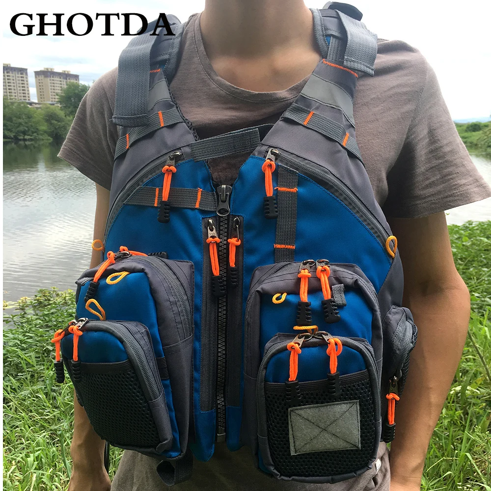 GHOTDA Outdoor Fishing Vest Hunting Fish Life Safety Jackets Multi pocketsFishing Vests