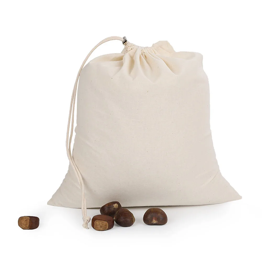 

Storage Bag Reusable Cotton Drawstring Bag Fruit Vegetable Rice Bread Seeds Spices Nut Milk Organizer Pouch Shopping Storage Bag