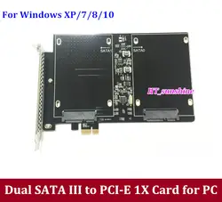 Бесплатная доставка Dual SATA III PCI Express pci-e 1X SSD адаптер для ПК (Windows XP/7/ 8/10) летать ваш SSD