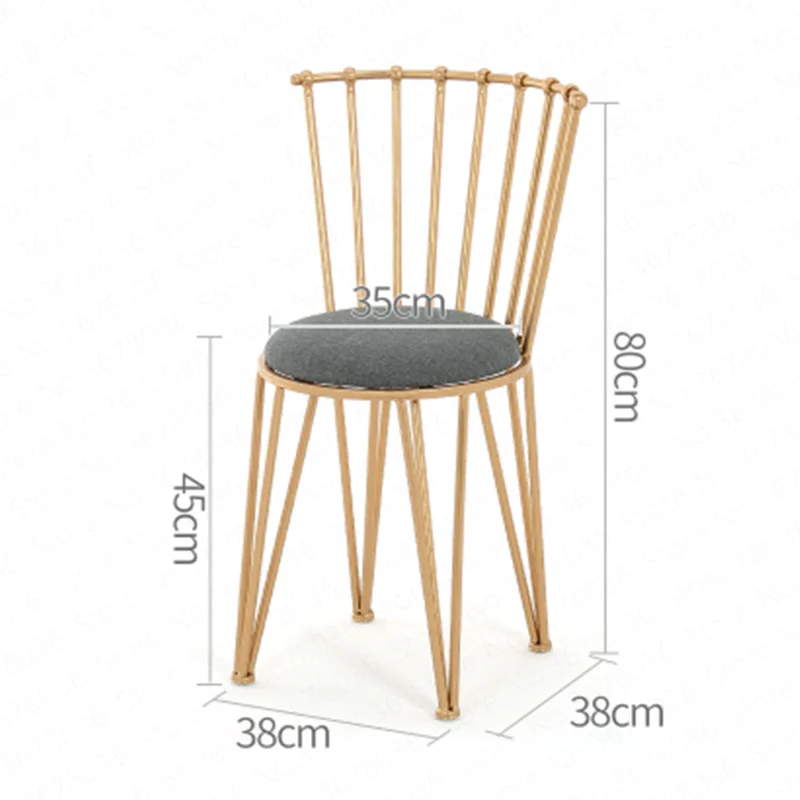 New Nordic creative dining chair personality simple modern golden chair casual restaurant metal dressing stool office chair