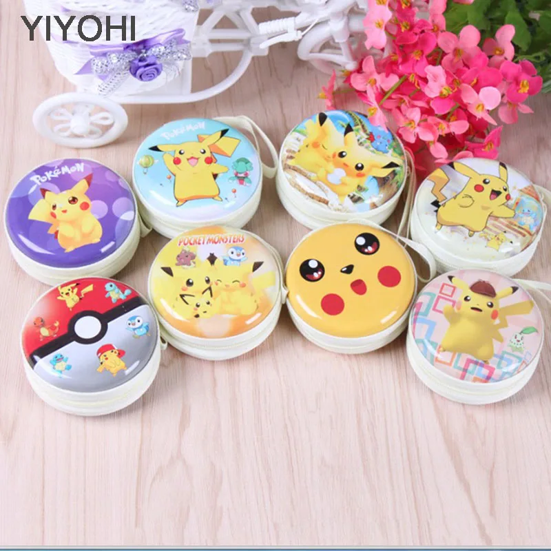 

YIYOHI Kawaii Earphone Box Bag Pikachu Mini Bag Cartoon Pokemon Go Coin Purse kids Girls Wallet Wedding Gift Wedding candy box