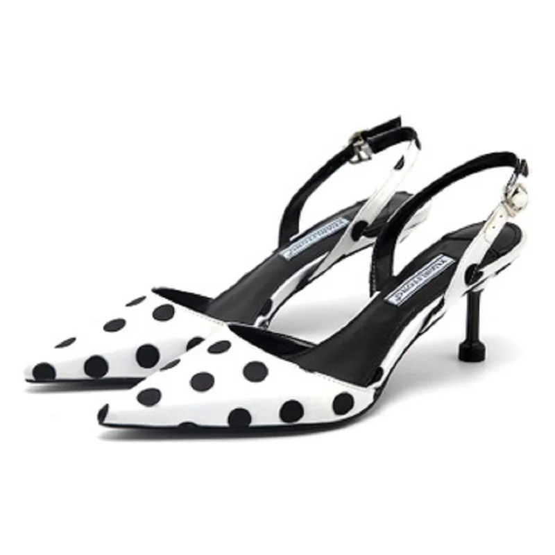 

2019 summer new style sandals female Korean version of high-heeled shoes women's shoes with polka dot fashion single shoes point