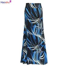 

HAOOHU Fasion Bohemian Print Long Skirt Women Spring Summer High Waist Floor Length Maxi Skirts Female Elegant Knitted Skirt