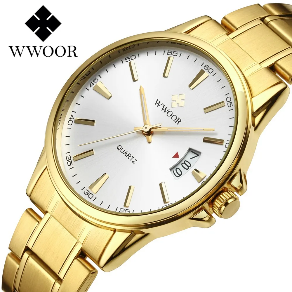 

WWOOR Wrist Watch Men Top Brand Luxury Famous Male Clock Quartz Watch Wristwatch Quartz-watch Relogio Masculino WR8833-White