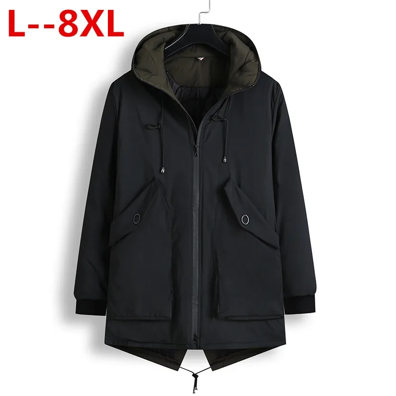 

8XL 6XL 5XL Parka Men 2018 Thick Vevlet Warm Inside Men's Winter Jacket Cotton-padded Male Hooded Coats Man Windproof Outerwear