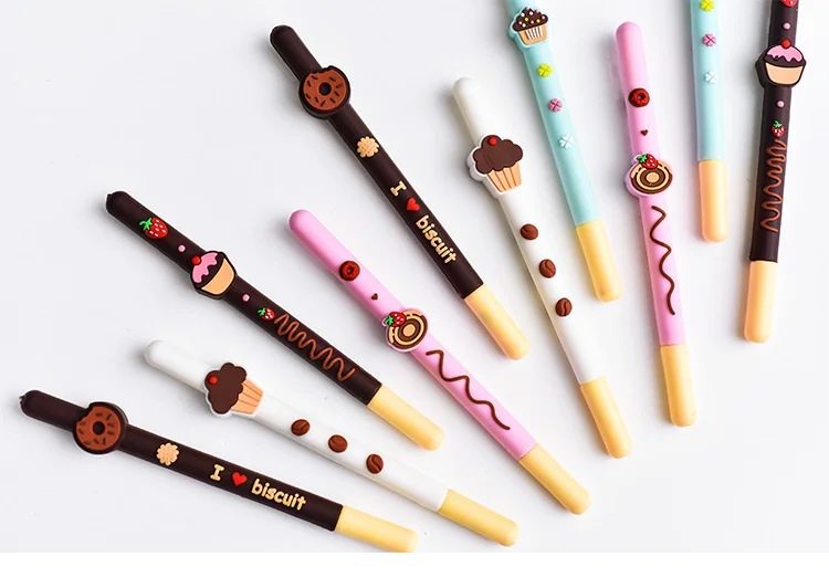 Bolo de Biscoito de Chocolate Lote Caneta Mini Rosquinhas 0.5 Milímetros Esferográfica Cor Preta Gel Pens Papelaria Material Escolar Escritório F710 20 Pçs - 2 High Quality Material escolar e de escritório