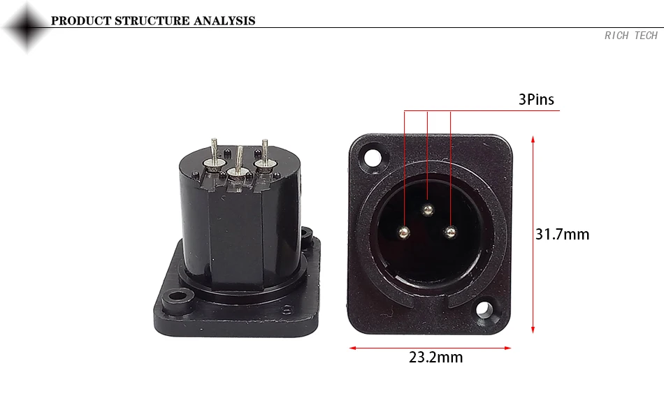 8 шт. XLR штекер и гнездо 3Pin XLR штекер и гнездо панель Крепление Шасси 3 шпильки квадратной формы XLR разъем адаптер