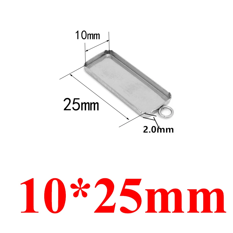 20 шт./лот, прямоугольная основа кабошона из нержавеющей стали, подходит для 10x25 мм, 5,5x20 мм, Пустые лотки с подвеской, сделай сам, ювелирные изделия для изготовления ожерелья