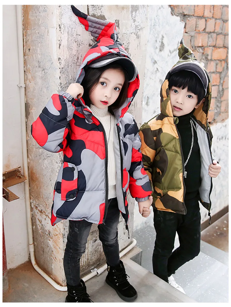 Детские зимние куртки; одежда в камуфляжном стиле; детское хлопковое Стеганое пальто для девочек; теплая куртка для маленьких мальчиков; Осенняя верхняя одежда