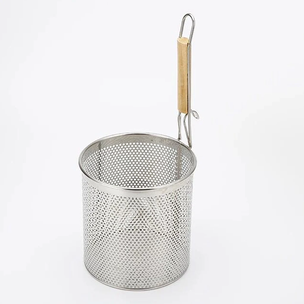 Kitchen Rice Noodle Colander Hot Pot Spoon Mesh Skimmer Hot Pot Deep Basket for Frying Food, Spaghetti, Cooking Fat Oil Grease