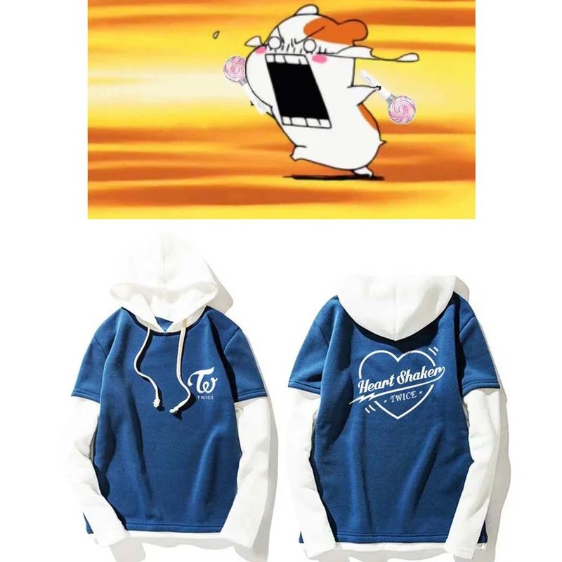 

TWICE around the same printed long-sleeved sweatershirt New style winter hooded sweater Korean version jacket