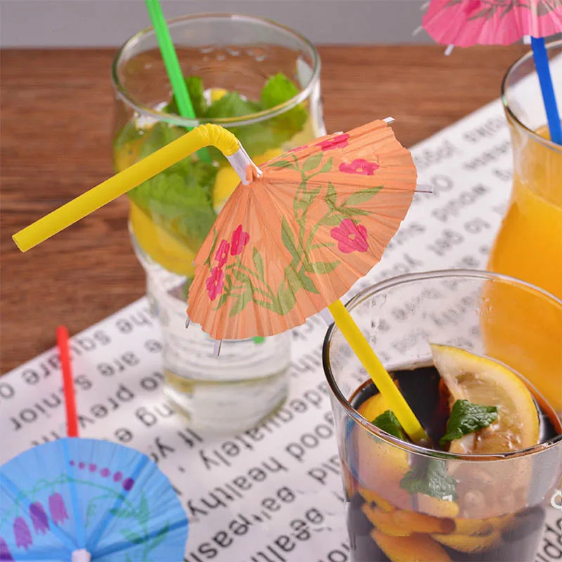 100PCS Creative Paper Umbrella Cake Topper Picks Cocktail Parasols Drinks Party Favors Birthday/Wedding Bar accessory | Дом и сад