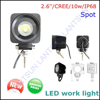 

1 pc LED810 c ree DC10-30V IP68 waterproof 2.6inch 10w 950Lm led spot led work light for Off-Road vehicles-ATVs Fork lift train