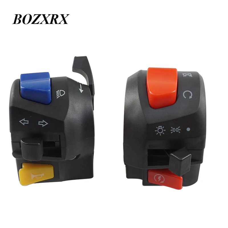 

BOZXRX 7/8"22mm Motorcycle Handle Bar Switches Horn Turn Signal Headlight Fog Light Electric Start Handlebar Controller Switch