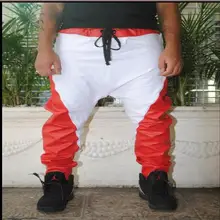 Новые европейские и американские простые мужские панковские штаны-шаровары в стиле хип-хоп из искусственной кожи, сценические костюмы, дикие брюки, большие размеры 27-42