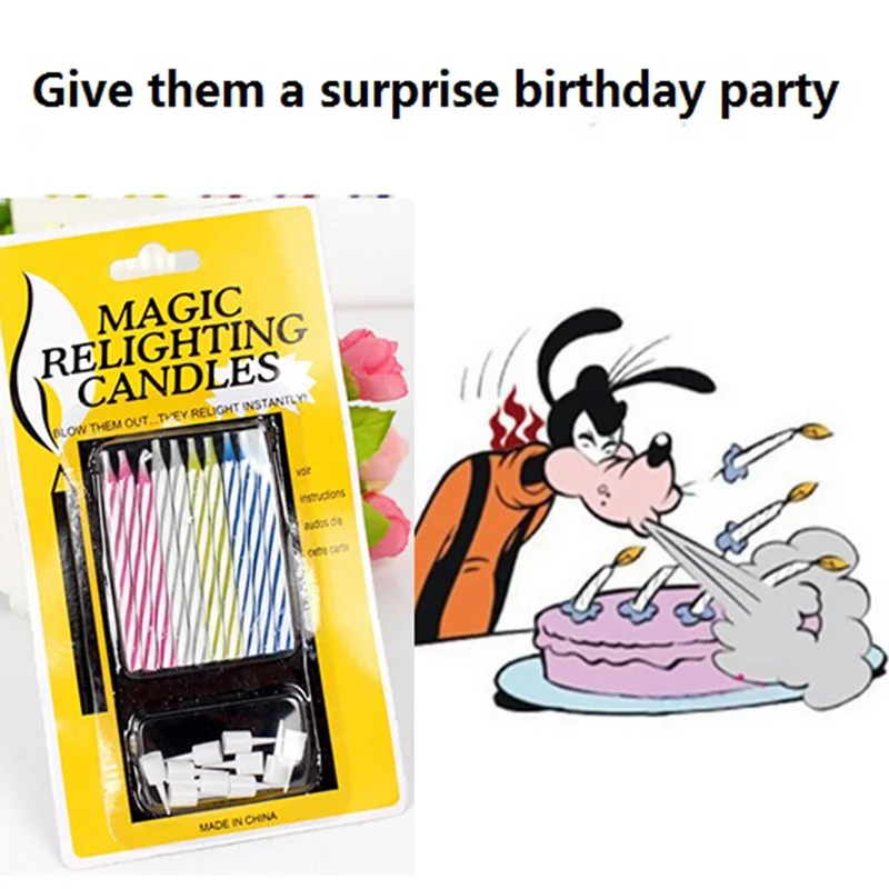 20pcs Trick Relighting Candles Not Blowing Out Joke Cake Candle Magic