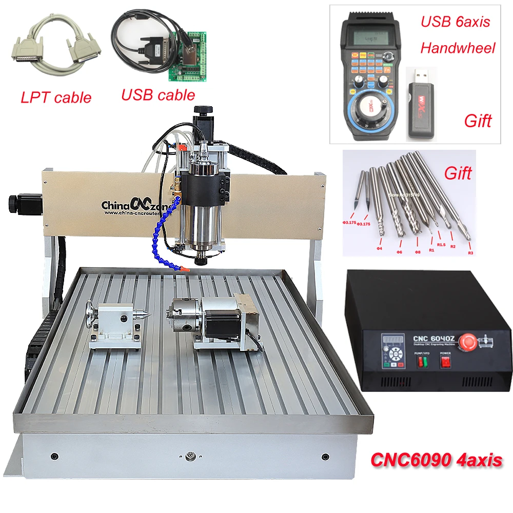 2200 Вт MACH3 6090 мини станок с ЧПУ 4 оси CNC гравер гравировальный Поддержка USB PCB
