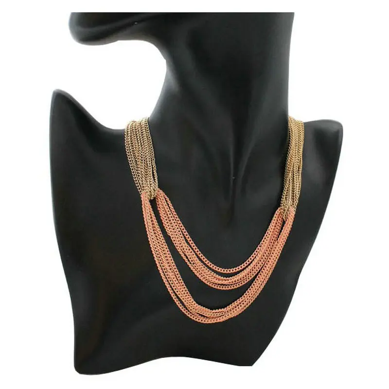 

J061 BIGBING fashion jewelry golden pink layered chain short Necklace fashion women chains necklace jewelry high quality
