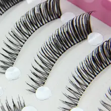 10 пар модные натуральные ручной работы Длинные Накладные черные макияж ресниц X7245Down