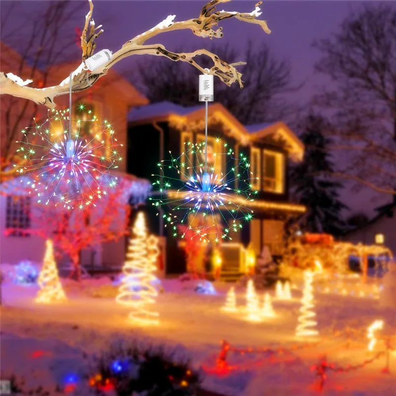 

Battery Operated Remote Control 8 Modes LED Copper Wire Explosion Star Light String Christmas Party Holiday Light Decoration