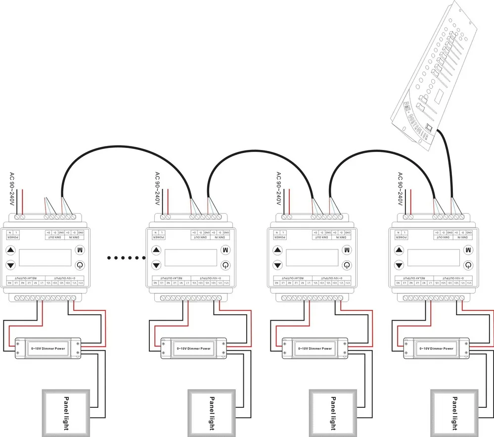 Высокое напряжение DMX512 до 0-10 V затемнения(3 канала); AC90-240V вход; dmx512 входного сигнала; 3 канала 0-10В выходной сигнал