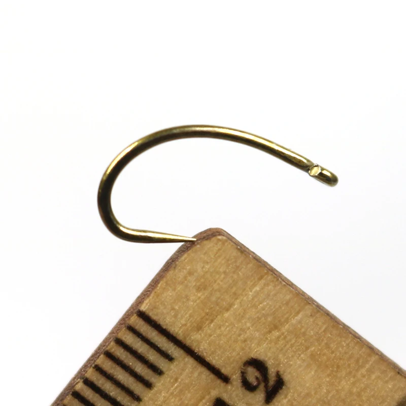 

50PCS Gold Color Fly Hook Nymph Bug Shrimp Pupae Larvae Caddis Fly Tying Fish Hooks #12 Non-barb-hook