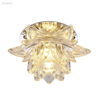 

Colorful Led Lotus Crystal Ceiling Chandelier Light Spot Light for Corridors Balconies Hallways Creative Plafonnier Luminaire