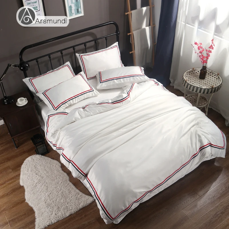 Arsmundi Luxury Multi Color Silk Bedding Set Soft Silky Duvet Cover Home Textiles Comfortable Bed With Flat Sheet 4Pcs | Дом и сад