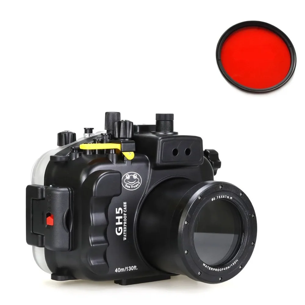 Seafrogs 40 м 130 футов подводный водонепроницаемый корпус камеры чехол для Panasonnic GH5 с MEIKON красный фильтр 67 мм