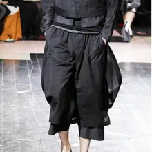 New wave men's loose double gauze 7 points casual pants summer large size youth pants pants fashion shorts