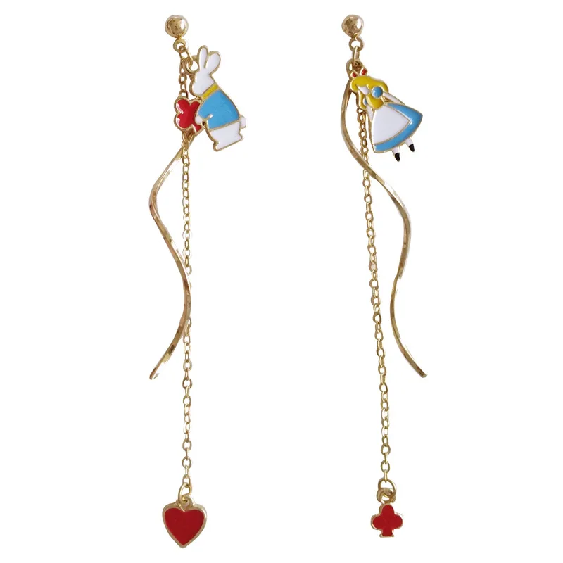 

Tow Wear Choose Women Girls Brinco Alice Rabbit No Hole Non Piercing Earrings With Clip Pink Blue Alice In Wonderland Earrings