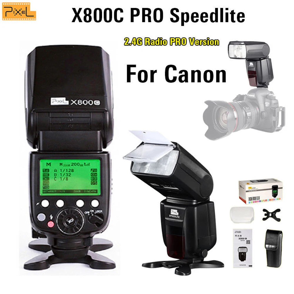 

Flash Speedlite Pixel X800C PRO Wireless Shutter remote Hot shoe flash USB For Canon 5D 6D 7D Series 800D 750D 700D 650D 1200D