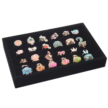 

New Hot 1PCS Black Velvet Jewelry Ring Earrings Cufflinks Display Box Storage Case Holder Organizer H0160