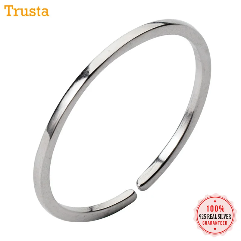 

Trustdavis 2019 100% 925 Solid Sterling Silver Smooth Surface Cocktail Opening Ring Sizable 6 7 Women Girls Kids Xmas Gift DA177