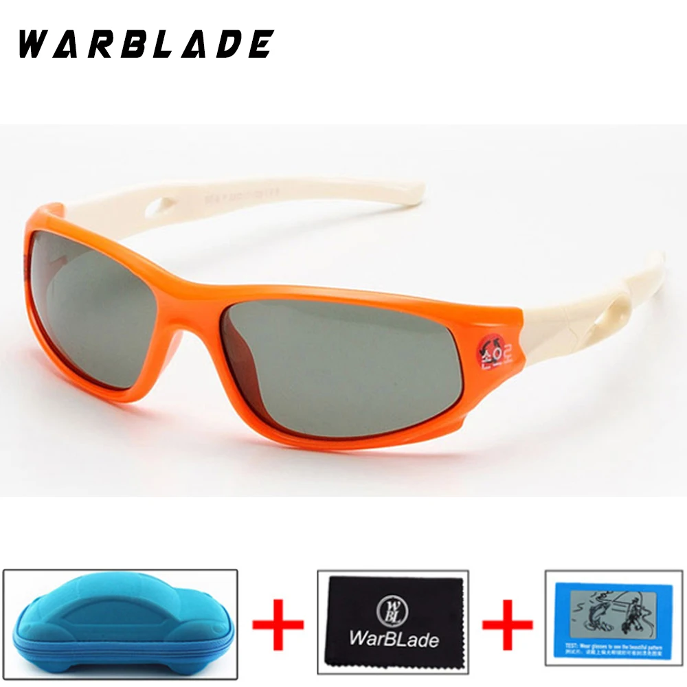 orange white WarBLade Children's Polarized Sunglasses Security TR90 frame Brand Goggles Baby Child Care UV Glasses Sun Glasses For Kids - Цвет линз: orange white