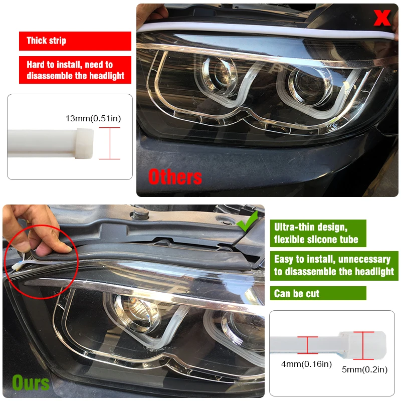 OKEEN 2x60cm Car Slim Flexible Headlight LED Strip Light Turn Signal DRL Running Light Yellow Flowing Daytime Running Lights 12V OKEEN 2x60cm Car Slim Flexible Headlight LED Strip Light Turn Signal DRL Running Light Yellow Flowing Daytime Running Lights 12V