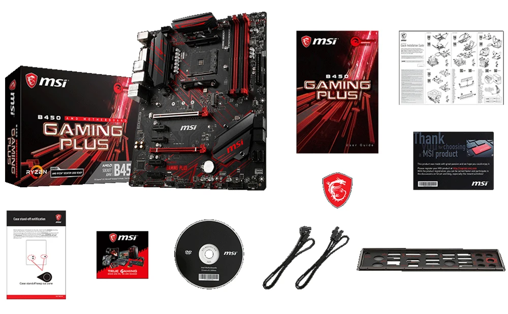  Neue MSI B450 GAMING PLUS original mainboard Sockel AM4 DDR4 USB2.0 USB3.1 DVI HDMI 64GB B450 Deskt
