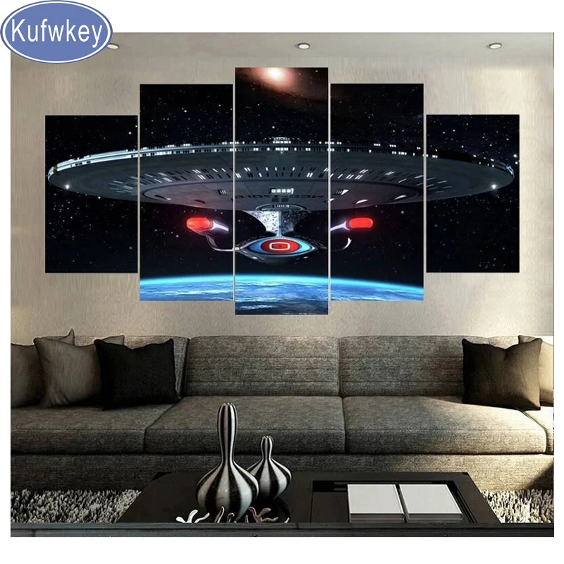 5 шт. полная квадратная Алмазная мозаика алмазов картина космический корабль