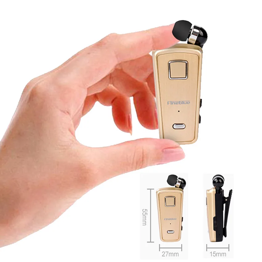 Fineblue F980 Wireless Bluetooth Earphones with Mic Handsfree Earbuds In Ear Headset Calls Remind Vibration Wear Clip Driver