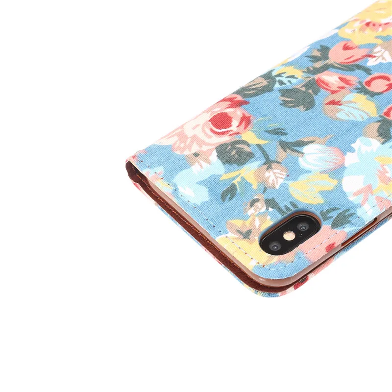 Кожаный чехол с цветочным узором для телефона iPhone XS MAX XR X 8 7 plus магнитный Бумажник