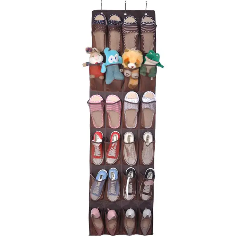 Настенный органайзер для обуви через дверь держатель для хранения стойки с 24 сетчатыми дышащими карманами(белый - Цвет: As Shown