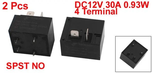 2pcs DC12V 30A 0.93W 4 Terminal SPST NO Mini Power Coil Electromagnetic Relay